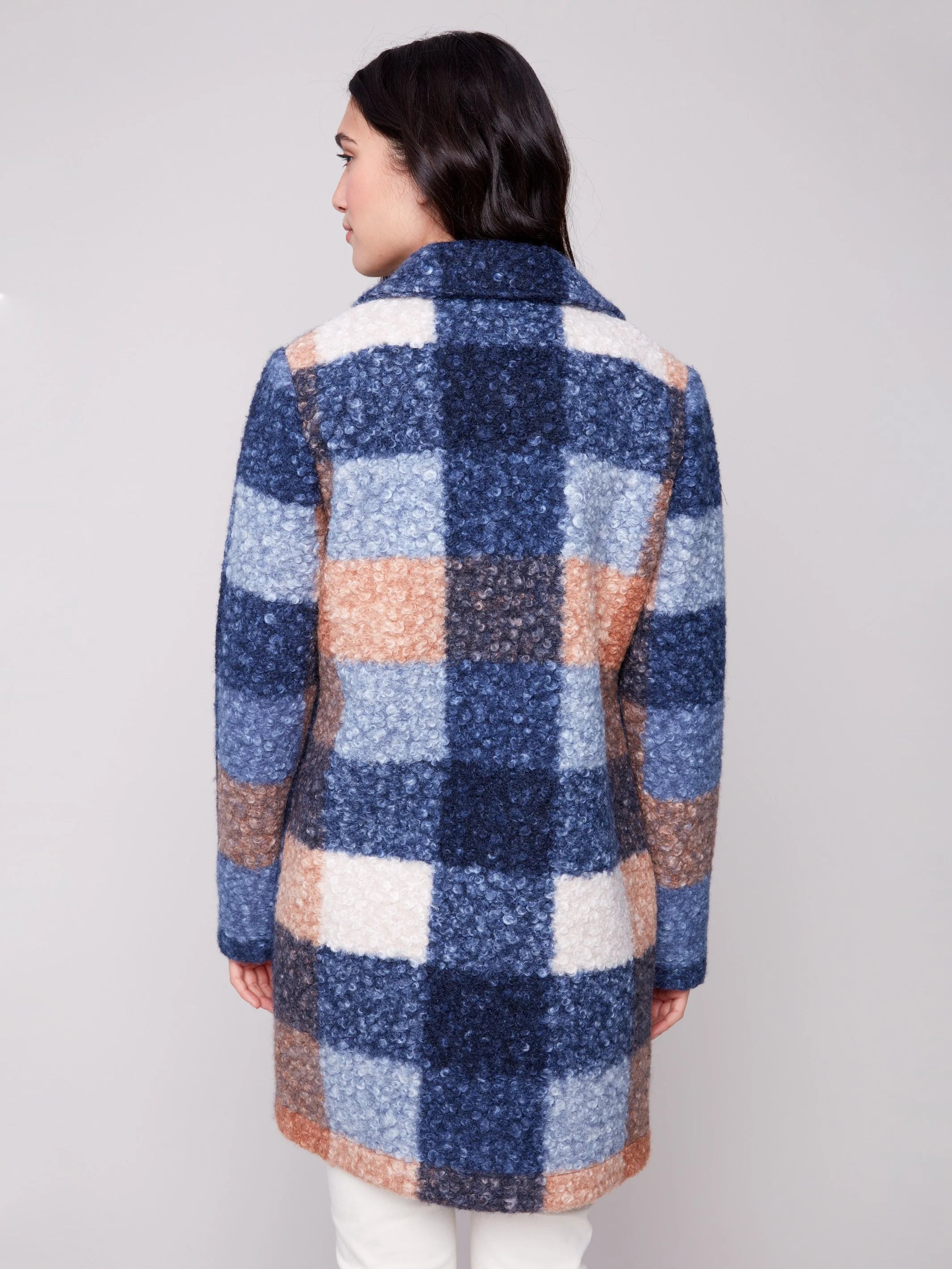 Plaid Bouclé Knit Coat - Moonlight